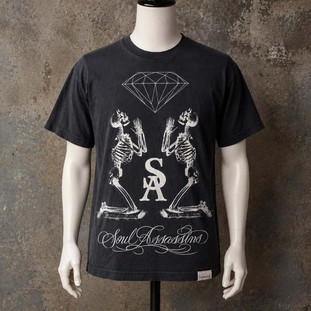 Diamond Supply Co. x Soul Assassins T-Shirt Size M Black Skeleton